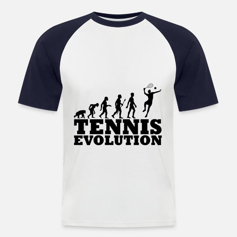Tennis Evolution Illustration Geschenkidee schwarz - Männer Baseball-T-Shirt - Weiß/Navy