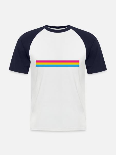 Pansexual flag as a stripe - Men's Baseball T-Shirt - white/navy