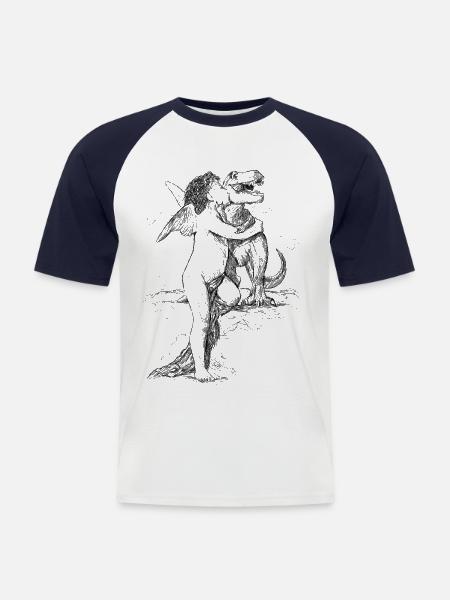 Dinolove - Männer Baseball-T-Shirt - Weiß/Navy