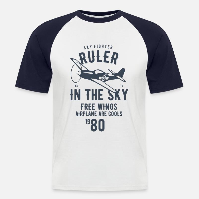 Ruler In The Sky - Männer Baseball-T-Shirt - Weiß/Navy