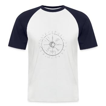 vegvisir - Men's Baseball T-Shirt - white/navy - Front - Nik (191cm)