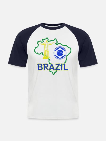brazil - Men's Baseball T-Shirt - white/navy