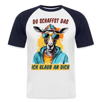 Du schaffst das! Ich glaub an dich! Glücksbringer - Männer Baseball-T-Shirt - Weiß/Navy - Vorne - Nik (191cm)