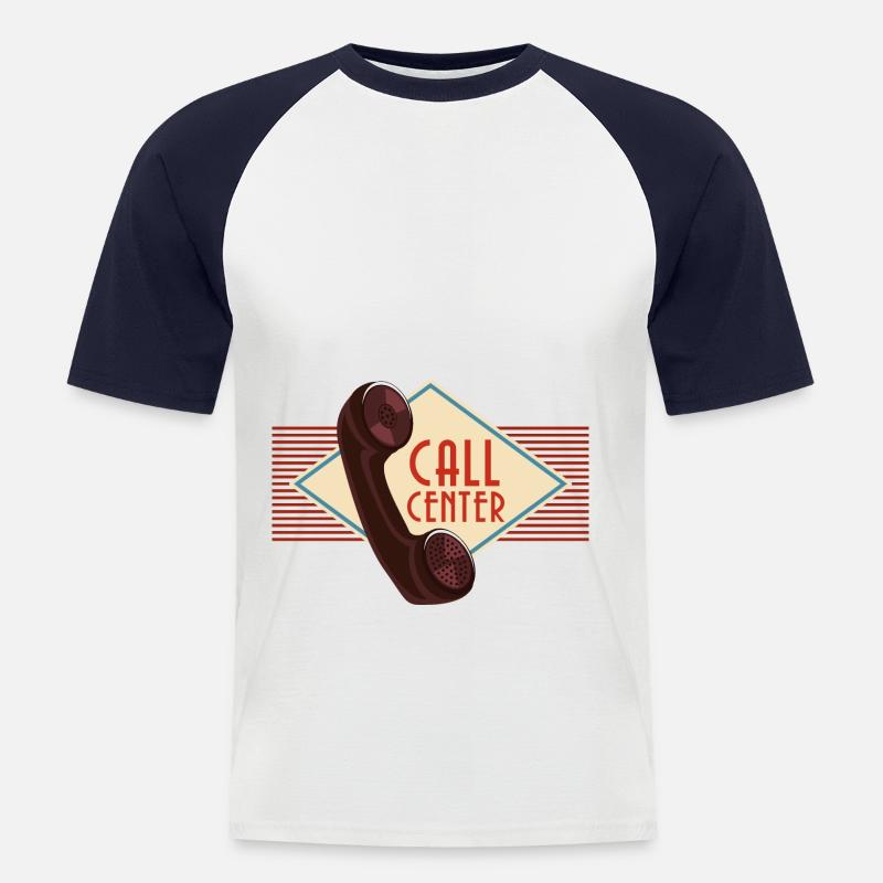 Call Center - Männer Baseball-T-Shirt - Weiß/Navy