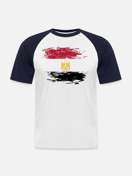 Egypt flag used - Men's Baseball T-Shirt - white/navy