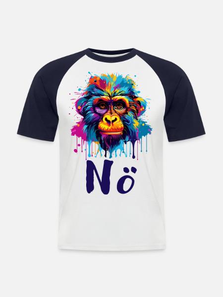 NÖ Affe NEIN - Männer Baseball-T-Shirt - Weiß/Navy