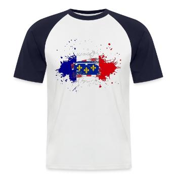 Splash Tricolore Centre Val de Loire - T-shirt baseball manches courtes Homme - blanc/marine - Devant - Nik (191cm)