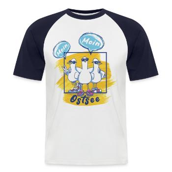 Ostsee - lustige Möwen-Gang - Männer Baseball-T-Shirt - Weiß/Navy - Vorne - Nik (191cm)