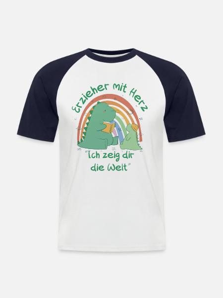 Erzieher mit Herz - Ich zeig dir die Welt - Männer Baseball-T-Shirt - Weiß/Navy
