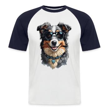 Australian Shepherd Hund Freund Begleiter - Männer Baseball-T-Shirt - Weiß/Navy - Vorne - Nik (191cm)