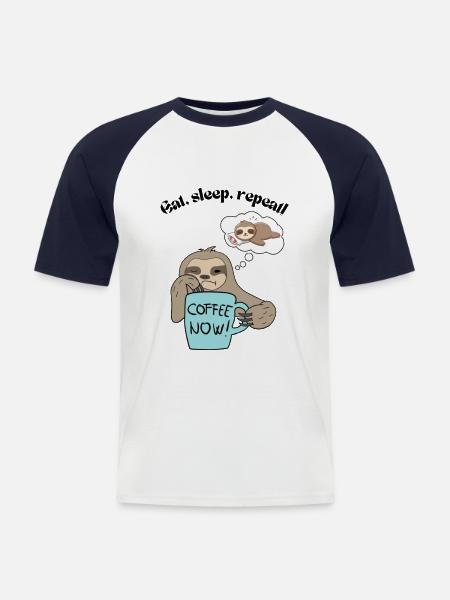 Tired Sloth - Men's Baseball T-Shirt - white/navy