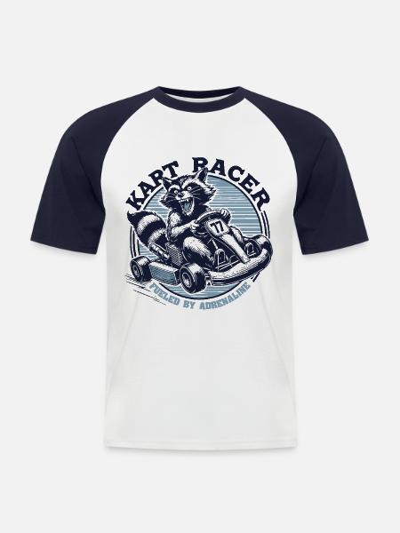 Go-Kart Racer Mit Nervenkitzel - Männer Baseball-T-Shirt - Weiß/Navy