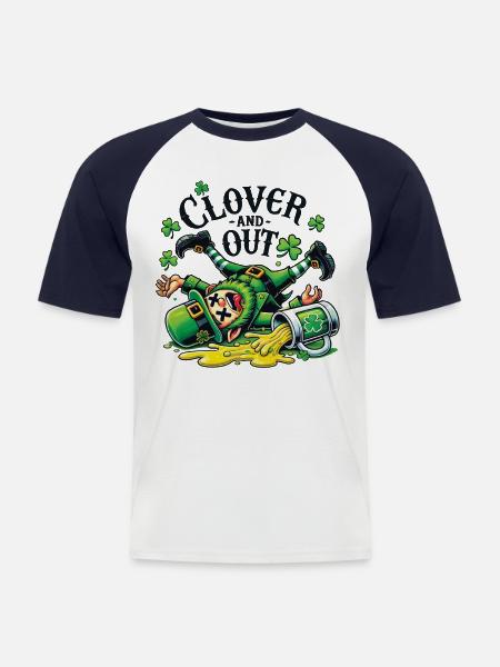 trèfle et la Saint-Patrick - T-shirt baseball manches courtes Homme - blanc/marine