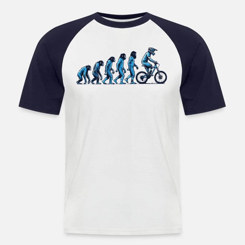 Evolution Vom Affen Zum Fahrradfahrer - Männer Baseball-T-Shirt - Weiß/Navy