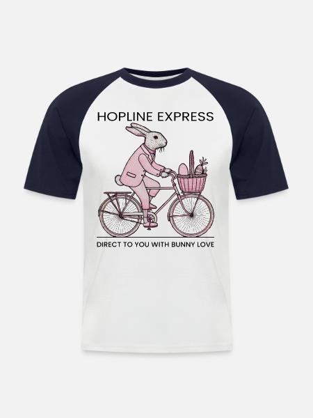 Easter HOPLINE EXPRESS Retro Bunny - Men's Baseball T-Shirt - white/navy