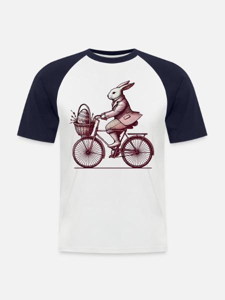 Easter Bunny Bicycle Retro Style - Men's Baseball T-Shirt - white/navy