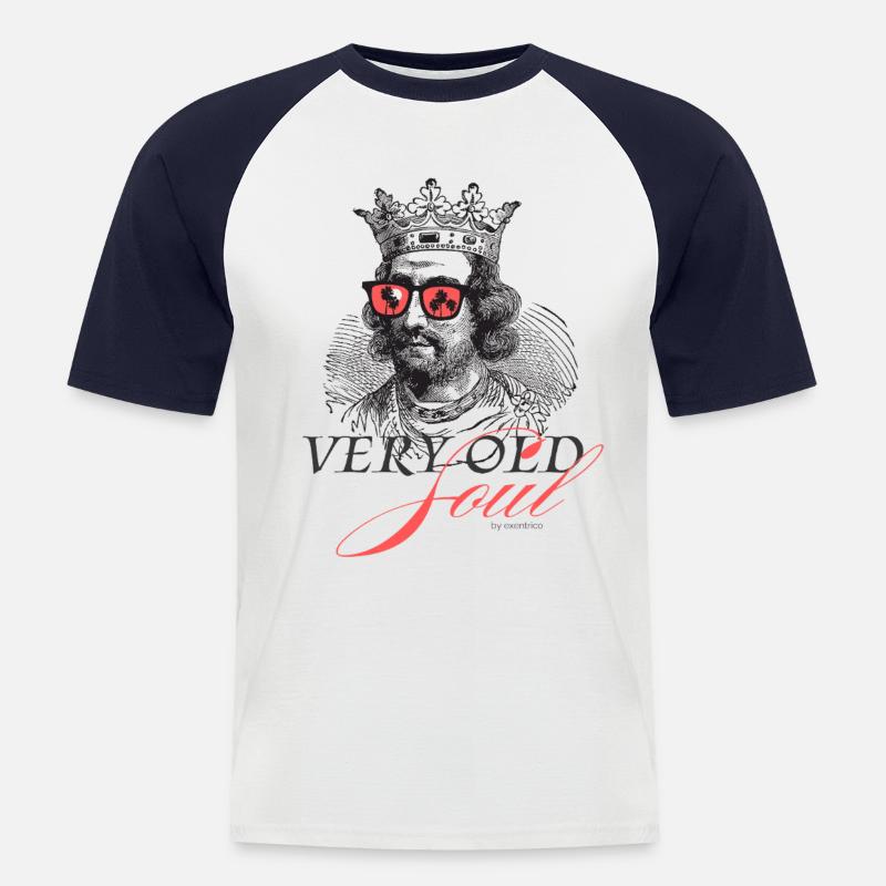 ALTE SEELE 2 - Männer Baseball-T-Shirt - Weiß/Navy