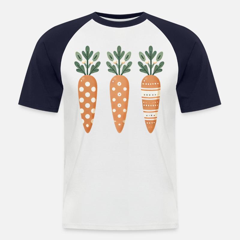 Cute Easter Carrot Pattern - Men's Baseball T-Shirt - white/navy
