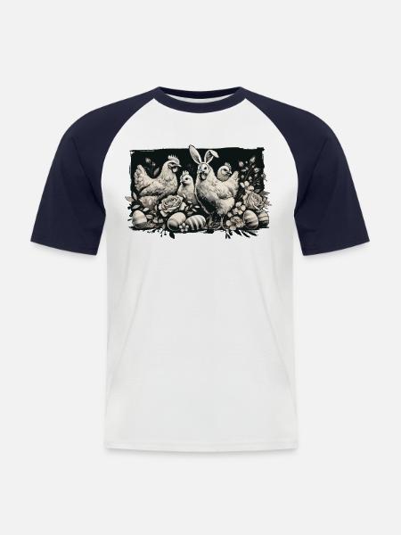 Easter Chickens Chicks Retro Aesthetic - Men's Baseball T-Shirt - white/navy