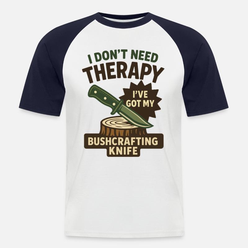 Prepper Survival Bushcrafting Knife Therapy - Men's Baseball T-Shirt - white/navy