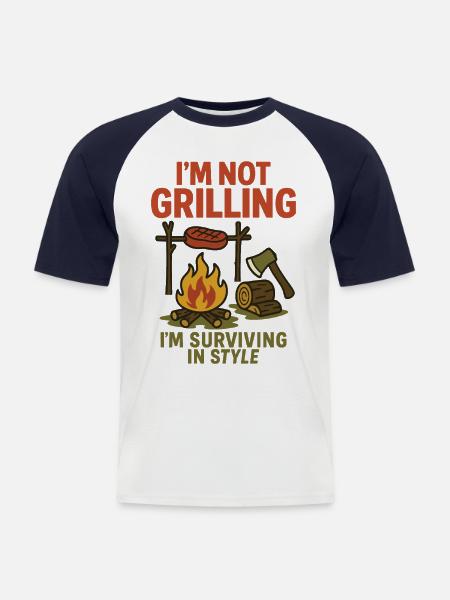 Prepper Survival Bushcrafting I'm Not - Men's Baseball T-Shirt - white/navy