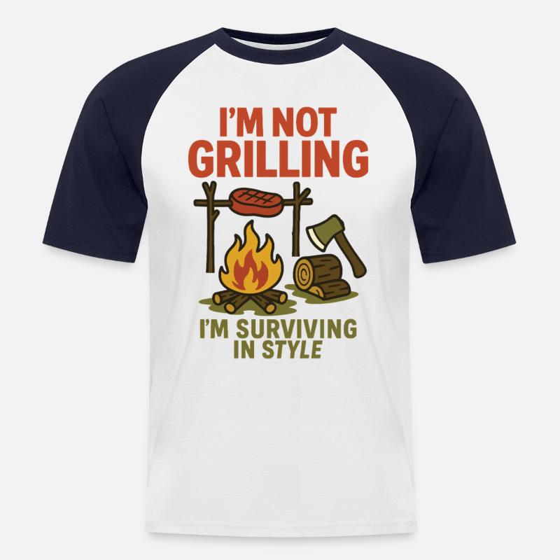 Prepper Survival Bushcrafting I'm Not - Men's Baseball T-Shirt - white/navy