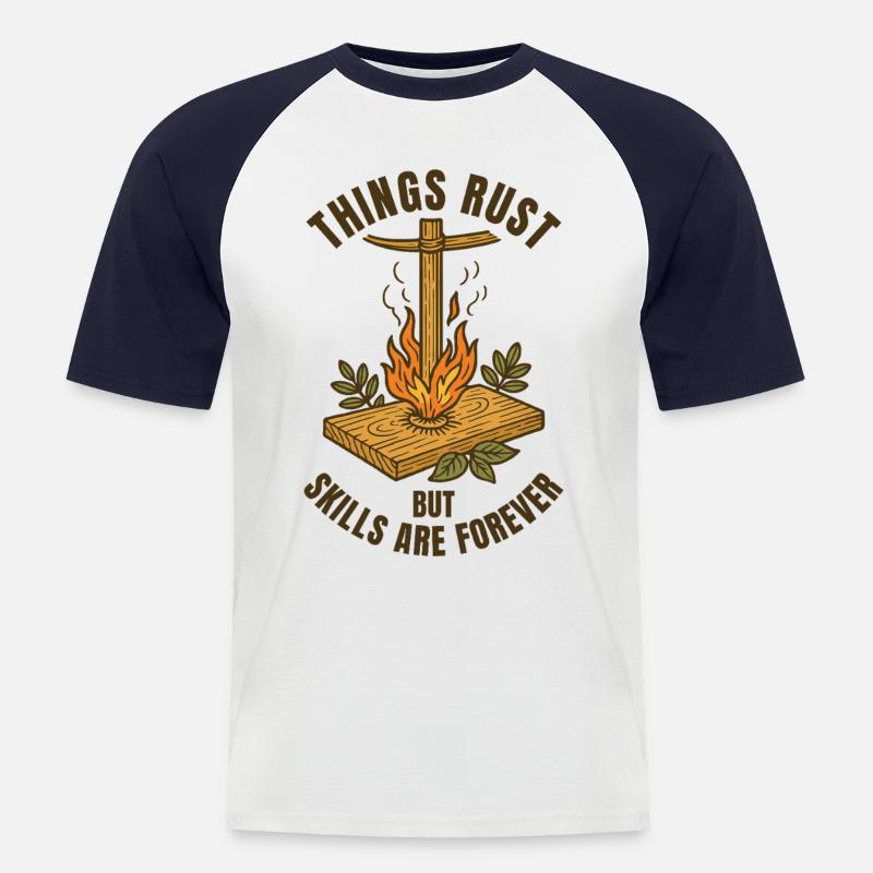 Things Rust Skills Forever Prepper Survival - Men's Baseball T-Shirt - white/navy
