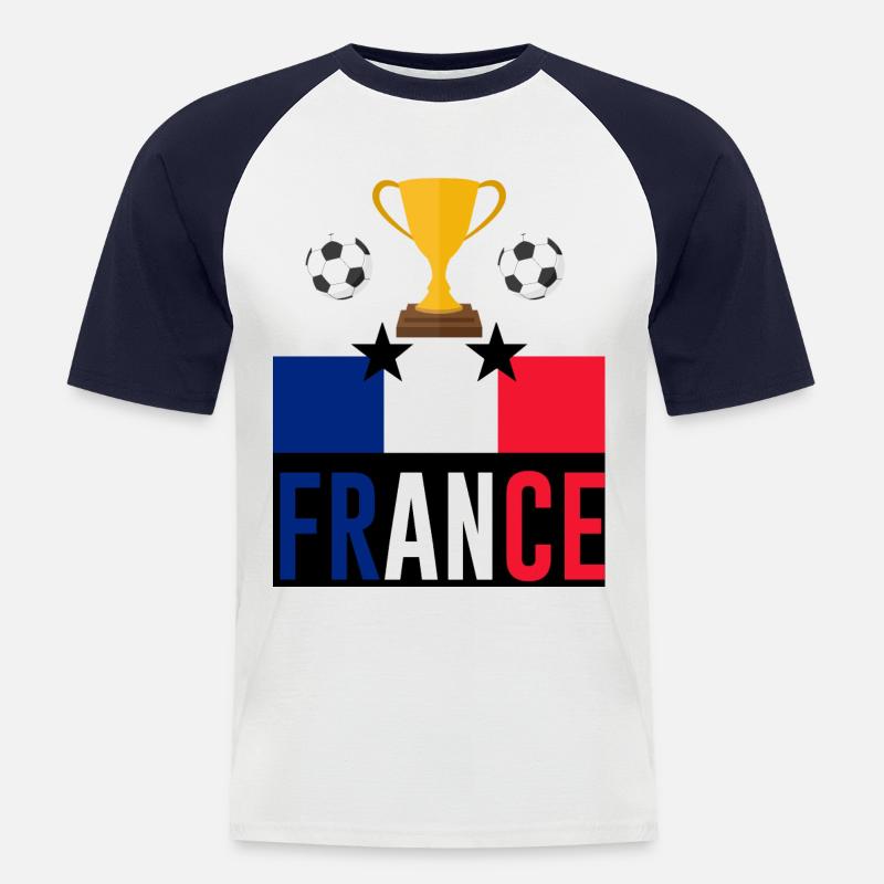 Frankreich - Männer Baseball-T-Shirt - Weiß/Navy