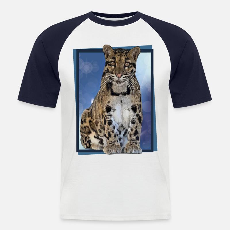 Clouded leopard - Men's Baseball T-Shirt - white/navy