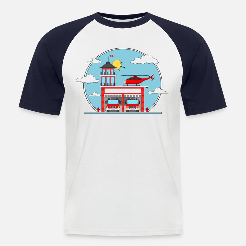 Caserma dei pompieri senza scritte - Maglia da baseball a manica corta da uomo - bianco/navy
