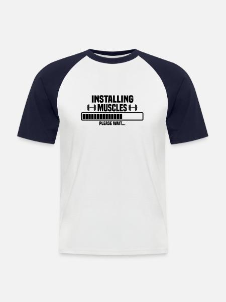 Installing muscles – please wait - Men's Baseball T-Shirt - white/navy