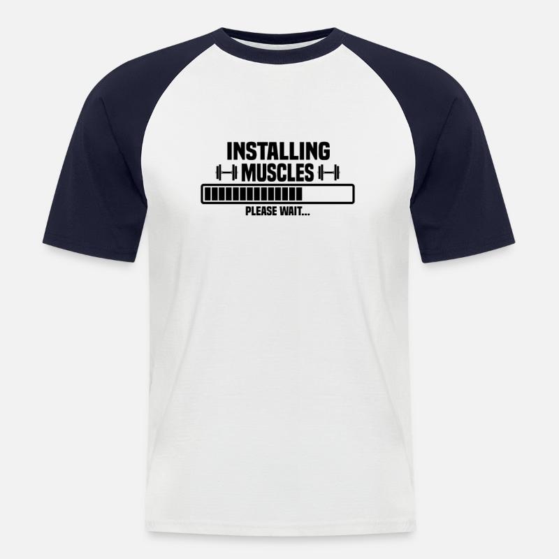 Installing muscles – please wait - Men's Baseball T-Shirt - white/navy