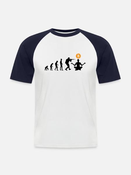 Bitcoin evolution - Männer Baseball-T-Shirt - Weiß/Navy