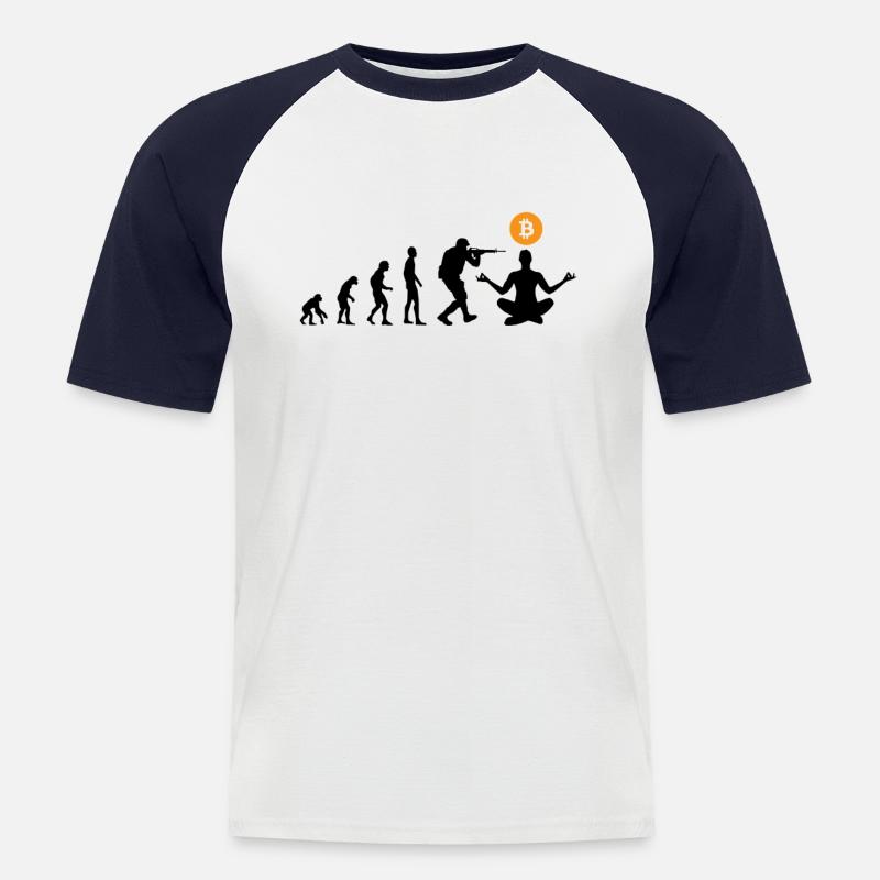 Bitcoin evolution - Männer Baseball-T-Shirt - Weiß/Navy