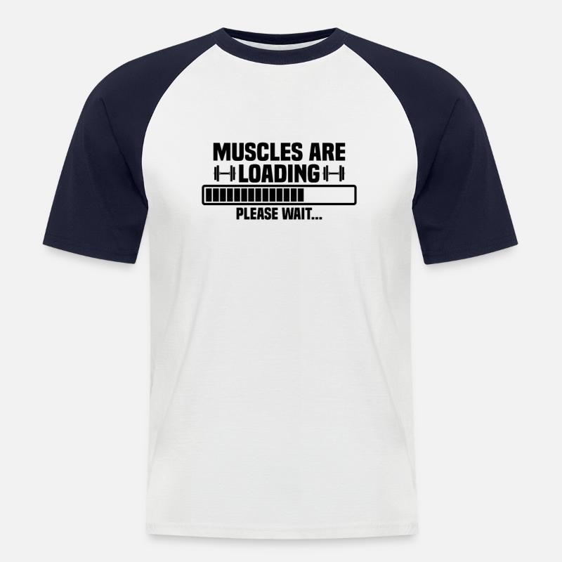 Muscles are loading – please wait - Men's Baseball T-Shirt - white/navy
