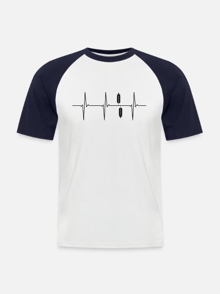 Wheat ECG heartbeat cereals - Men's Baseball T-Shirt - white/navy