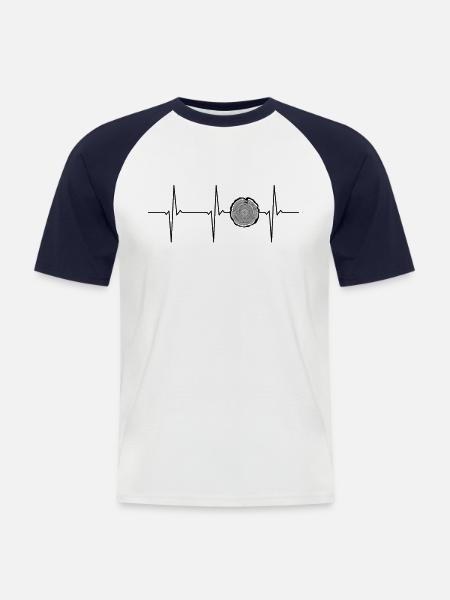 Tree trunk ECG heartbeat - Men's Baseball T-Shirt - white/navy