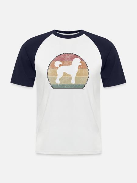 Retro Poodle Sunset - Men's Baseball T-Shirt - white/navy