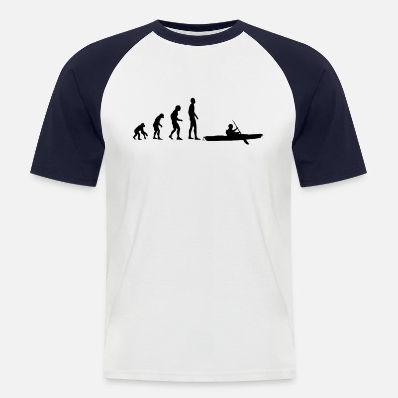 Kajak Evolution Paddeln Kanu - Männer Baseball-T-Shirt - Weiß/Navy