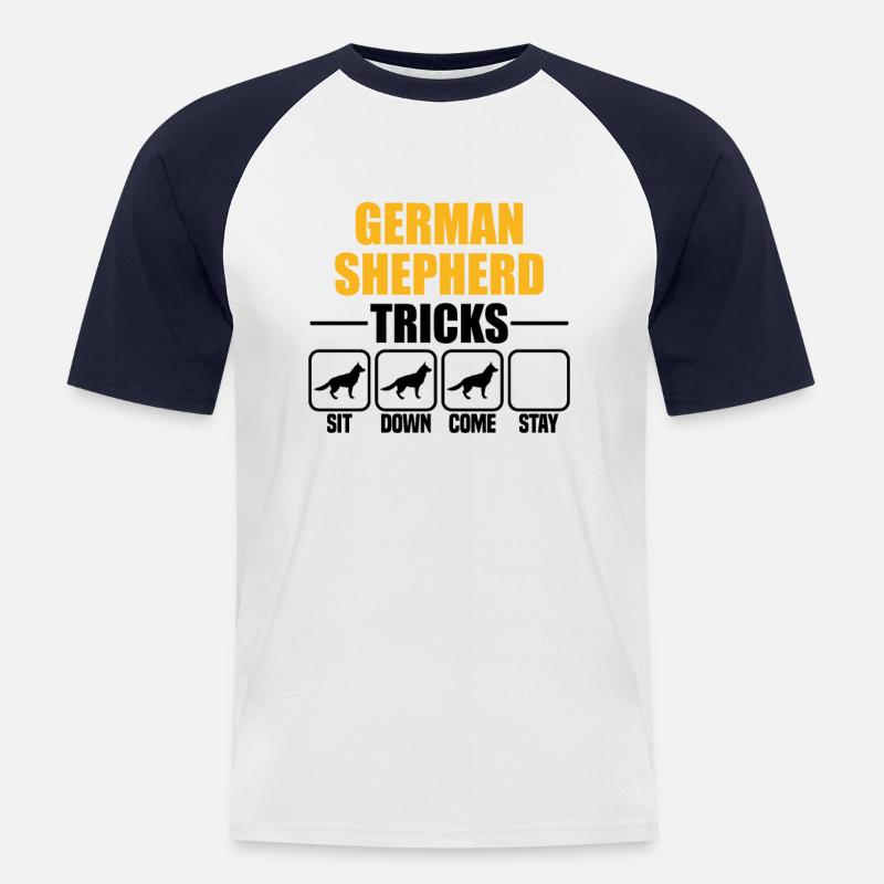 German Shepherd Tricks - Männer Baseball-T-Shirt - Weiß/Navy