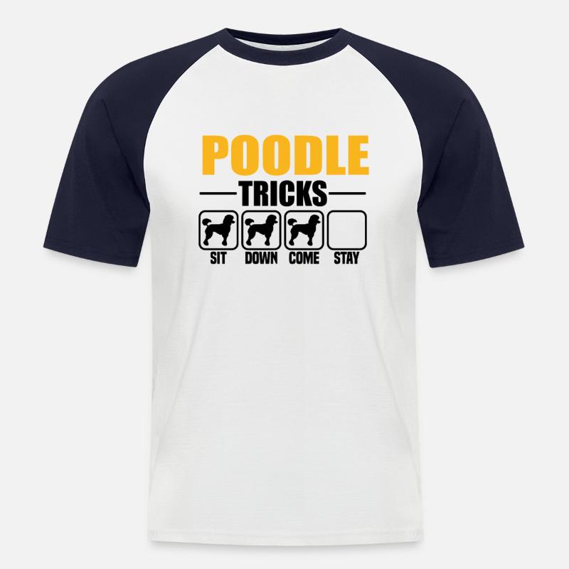Poodle Tricks - Männer Baseball-T-Shirt - Weiß/Navy