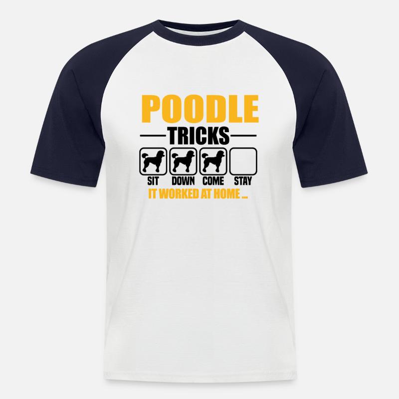 Poodle Tricks - Männer Baseball-T-Shirt - Weiß/Navy
