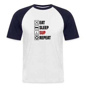 Essen schlafen Stand-Up Paddle wiederholen - Männer Baseball-T-Shirt - Weiß/Navy - Vorne - Nik (191cm)