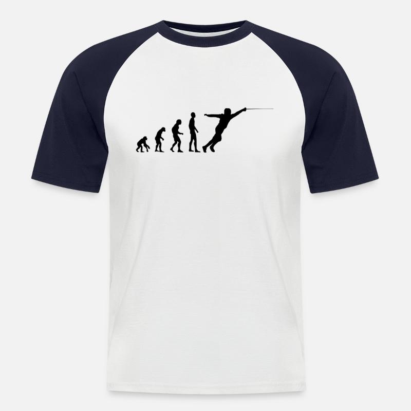 Fechten Evolution Fechter - Männer Baseball-T-Shirt - Weiß/Navy