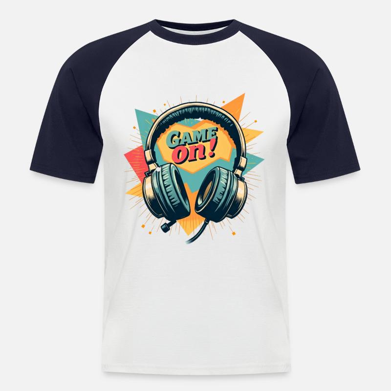 Gaming Headset - Game on - Männer Baseball-T-Shirt - Weiß/Navy
