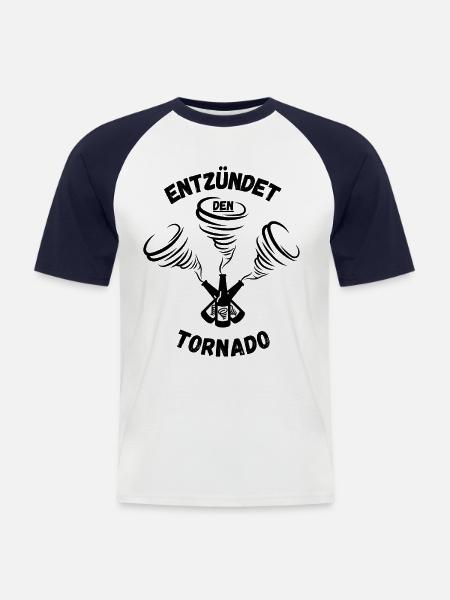 ENTZÜNDET DEN TORNADO - Männer Baseball-T-Shirt - Weiß/Navy
