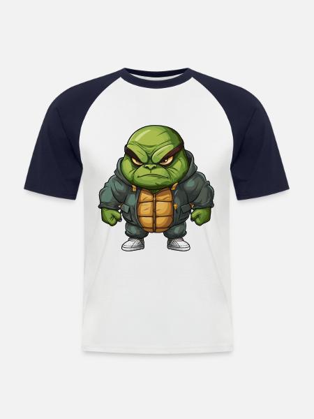 Grim Turtle Design - Cool & Unique - T-shirt baseball manches courtes Homme - blanc/marine