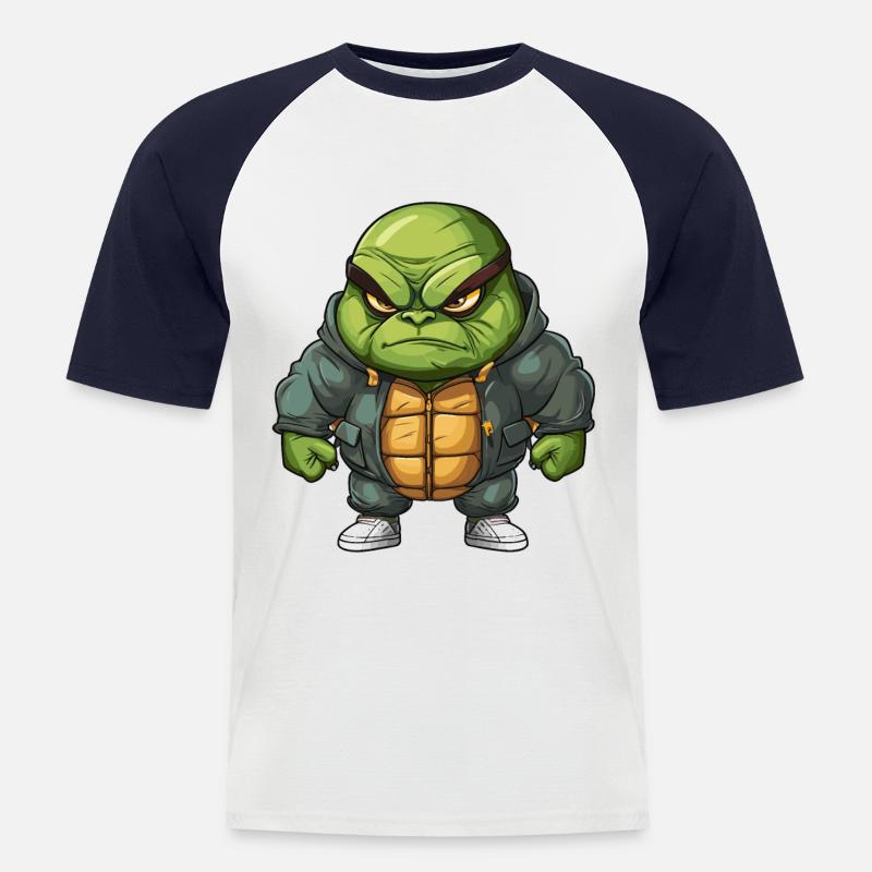 Grim Turtle Design - Cool & Unique - Men's Baseball T-Shirt - white/navy
