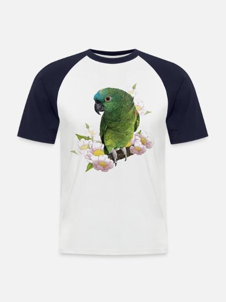 The blue-fronted amazon - Men's Baseball T-Shirt - white/navy