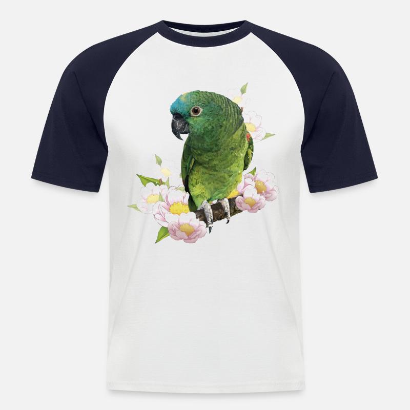 The blue-fronted amazon - Men's Baseball T-Shirt - white/navy